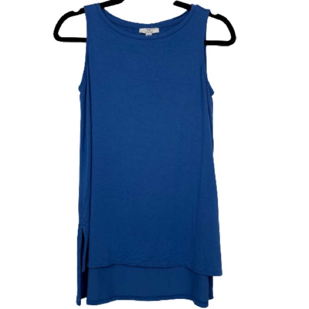 H by Halston Hi-Low Hem Sleeveless Top in Blue